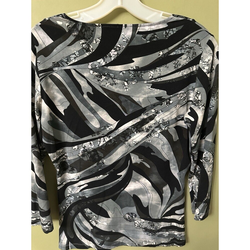 Vintage EMILIO PUCCI Black Grey Long Sleeves Top Blouse Shirt Size 12 US - Picture 13 of 13
